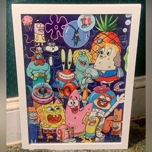 RARE Custom Framed Vintage 1999  “SpongeBob SquarePants Characters” Wall Art